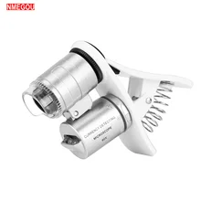 Мини Лупа-микроскоп 60X светодиодный оптический зум Лупа микро камера клип макрообъективы для IPhone 5 6 7 8 Plus X XS Max Мобильный объектив