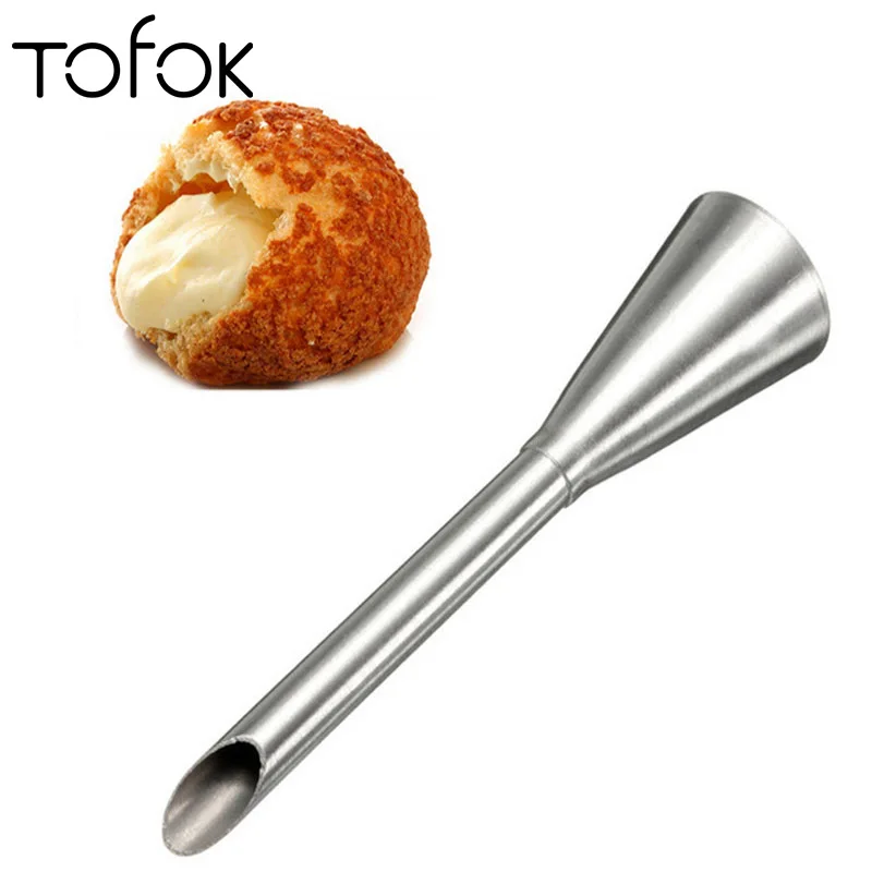 

Tofok Stainless Steel Puff Nozzles Tip Cake Decorating Tools Bakeware Pastry Squeeze Stuffing Flower Mouth Filling Crowded Puffs