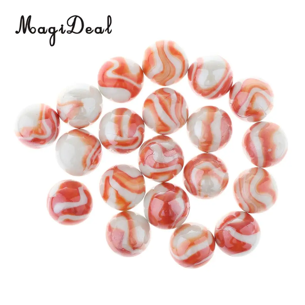 20pcs 25mm Floral Stripes Glass Marbles, Kids Marble Run Game, Marble Solitaire Toy Accs Vase Filler & Fish Tank Home Decor
