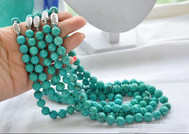 

wholesale 5pcs 10mm green round turquoise bead necklace 17inch^^^@^Noble style Natural Fine jewe FREE SHIPPING