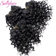 Sallyhair, афро кудрявые, вязанные волосы, вплетаемые, черный цвет, высокая температура, уток, синтетические волосы для наращивания, 3 шт./лот, волосы для плетения