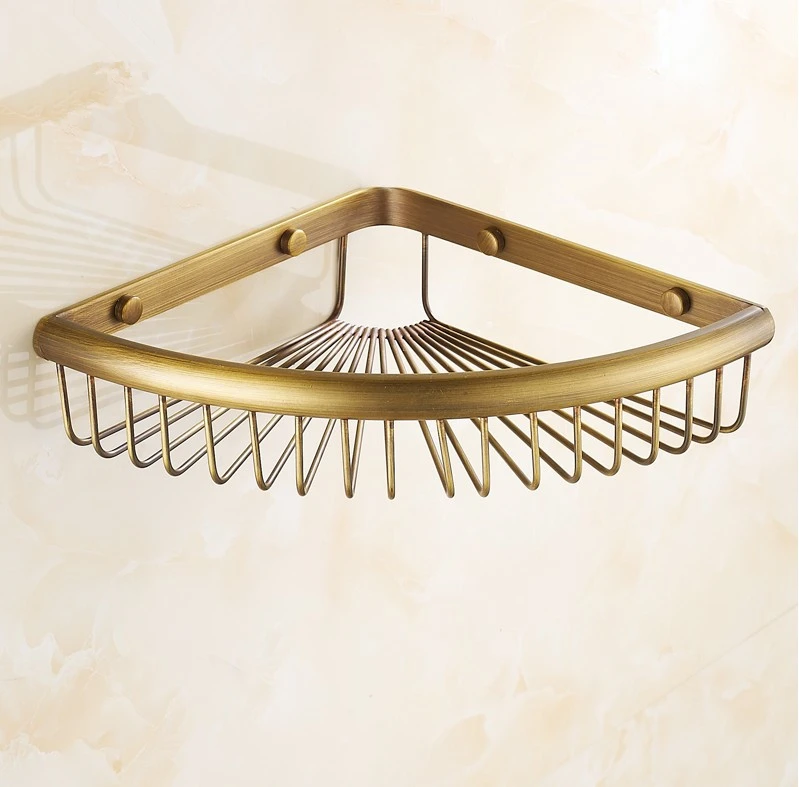 

2016 Bathroom Accessories,Antique Brass Shower shampoo&Cosmetics Bath Shelf /Brass Material Wall Mounted Storage Corner Shelving