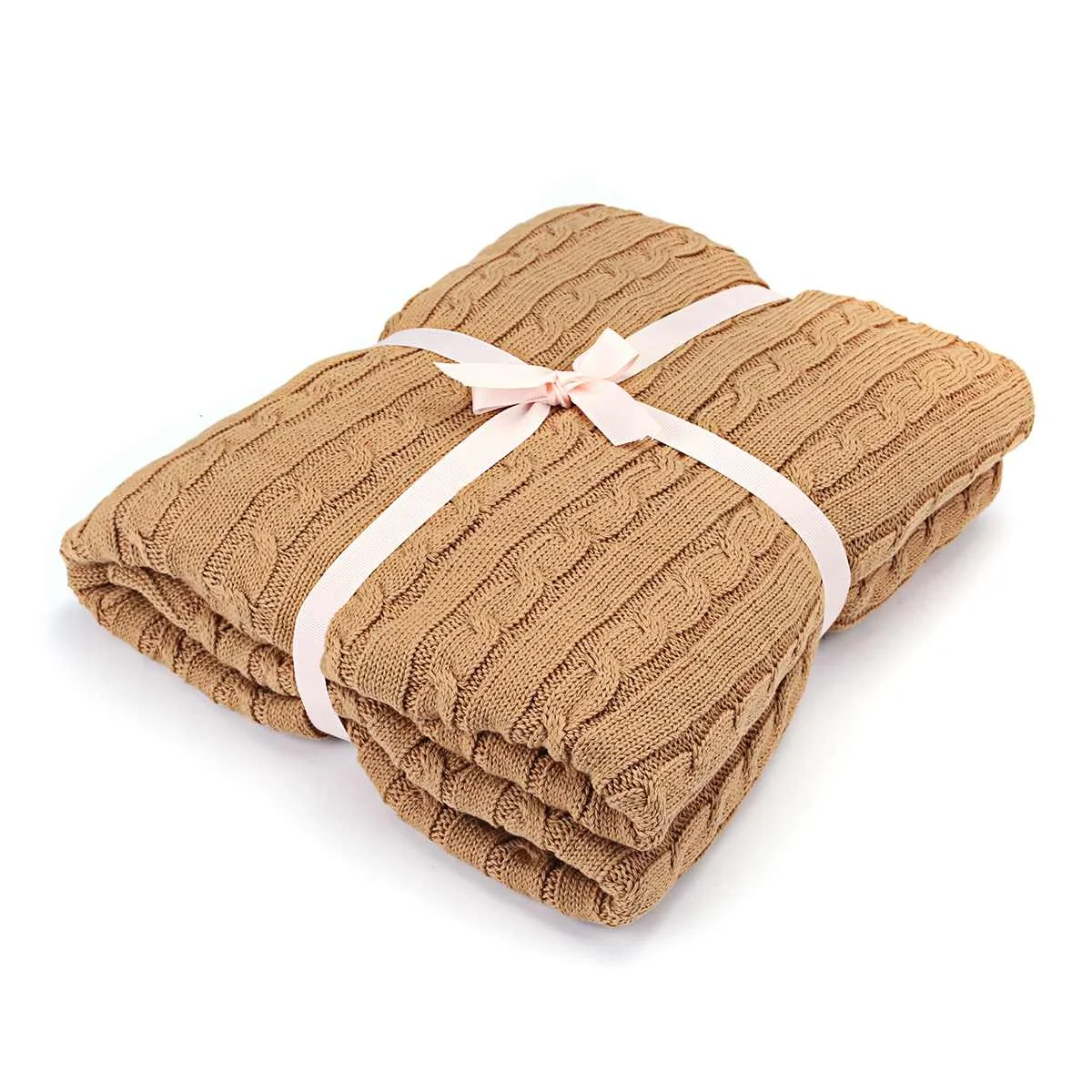 Solid Color Knitted Cotton Wool Blanket Handmade Soft Plaid Throw Blanket On Sofa Bed Plane Warm Bedspreads Home Decor