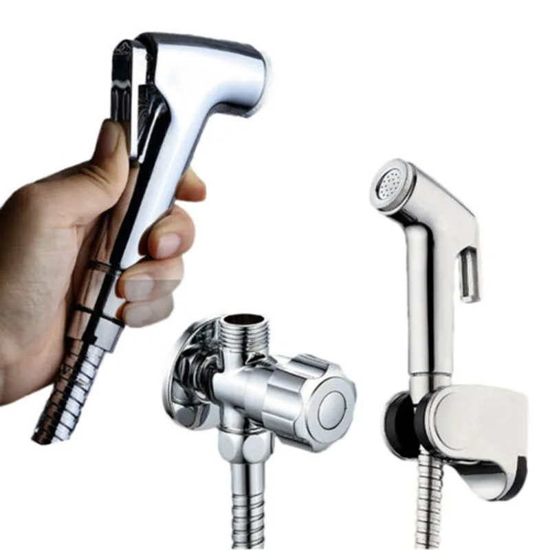 

Angle valve Toilet Sprayer Accessories Cleaning Silver Easy Install Removable Bathroom Bracket ABS