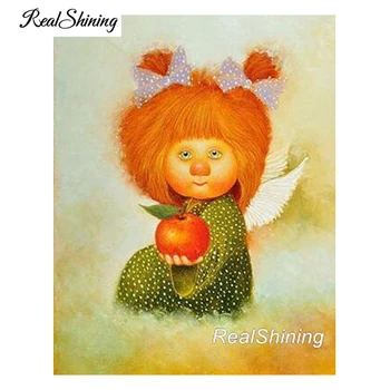 

REALSHINING Diamond Embroidery 3D Diamond Painting Cross Stitch Cute Angels Diamond Mosaic Pattern Rhinestones Decor DM990