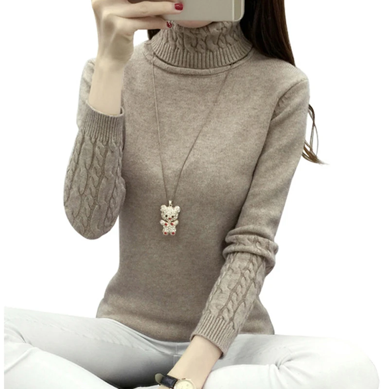 Woman Turtleneck Winter Cashmere Sweater Knitted Pullover High Quality Warm