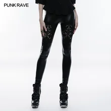 Панк рейв женские готические брюки модные кожаные леггинсы черные сексуальные леггинсы с вышивкой Зимние Повседневные уличные узкие брюки