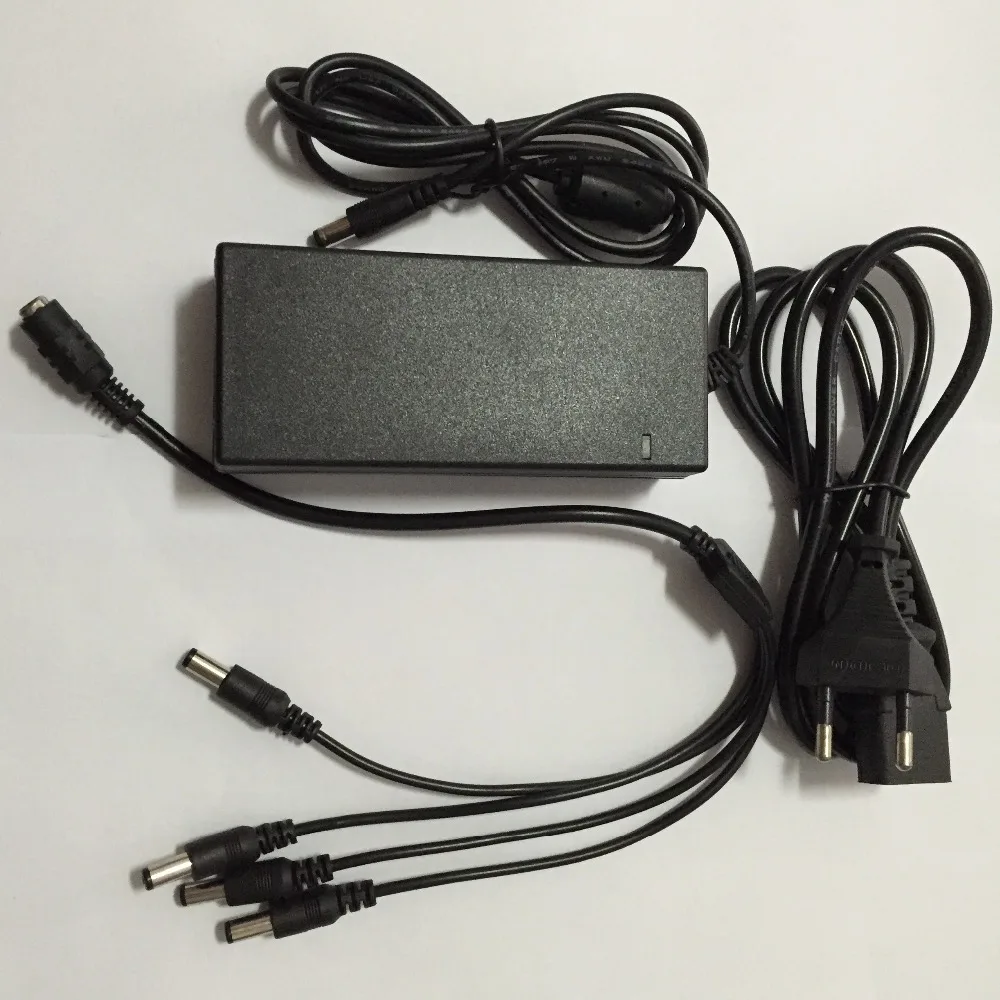  DC 12V 5A Power Supply Adapter + 4 Split Power Cable for CCTV Security Camera DVR Analog AHD TVI CV