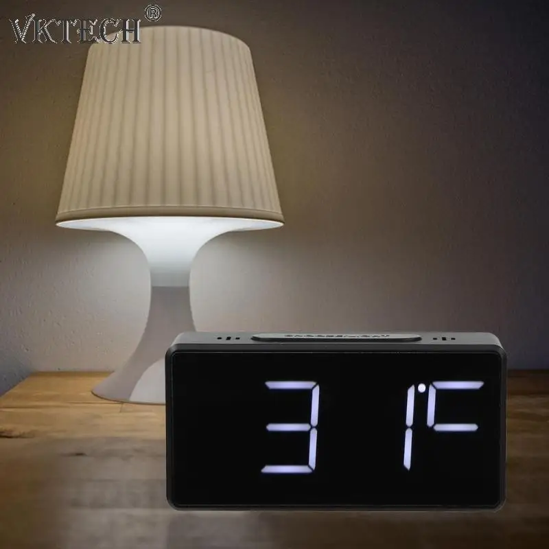LED Digital Alarm Clock with USB Port Snooze Table Clock Electronic Clock Thermometer Temperature Meter Office Home Decor