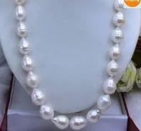 

Genuine big 13mm akoya white BAROQUE Pearl Necklace 17.5