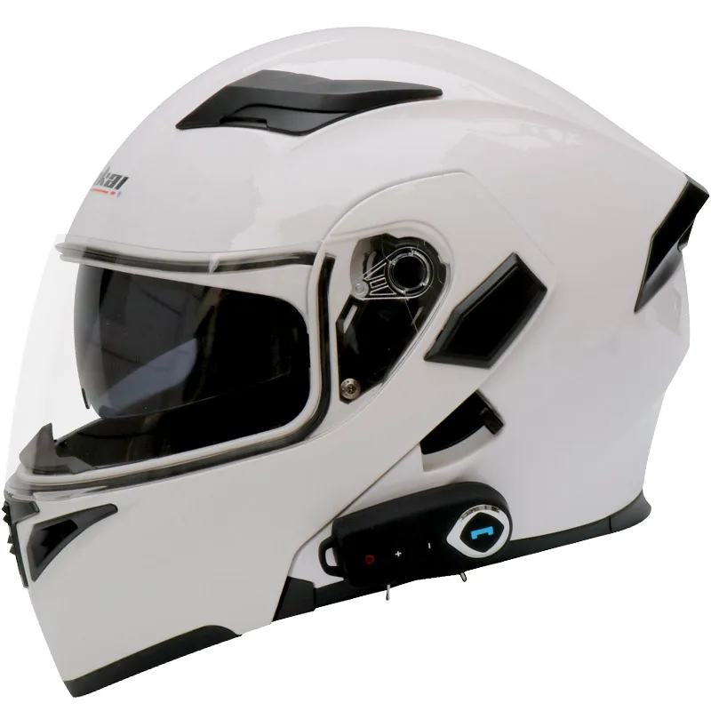 Мотоциклетный шлем мотоциклетный Bluetooth шлем шоссейный гоночный Unveiled шлем мотоциклетный шлем - Цвет: white