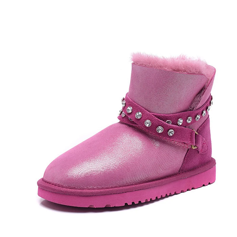 

RUIYEE ladies slide snow boots sheepskin wool one-piece boots waterproof boots warm non-slip wear-resistant snow boots