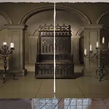 Готические шторы Королевский трон в средневековом замке Ренессанс Королевство достояние ретро антикварная Империя фото гостиная спальня