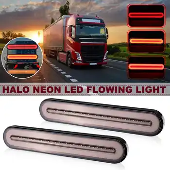 

Car LED Trailer Truck Brake Light 12-24V Sequential Flowing Signal Lamp Waterproof Neon Halo Ring Tail & Brake Stop Turn Light