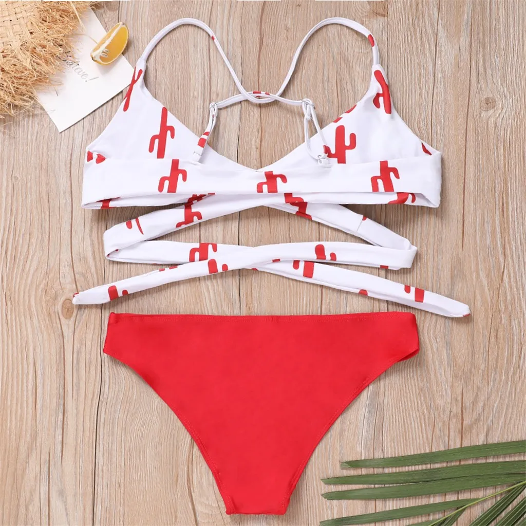 

sexy swimsuit 2019 cactus print swimsuit female padded push up swimsuit women new sexy bikinis women low waisted swimsuit