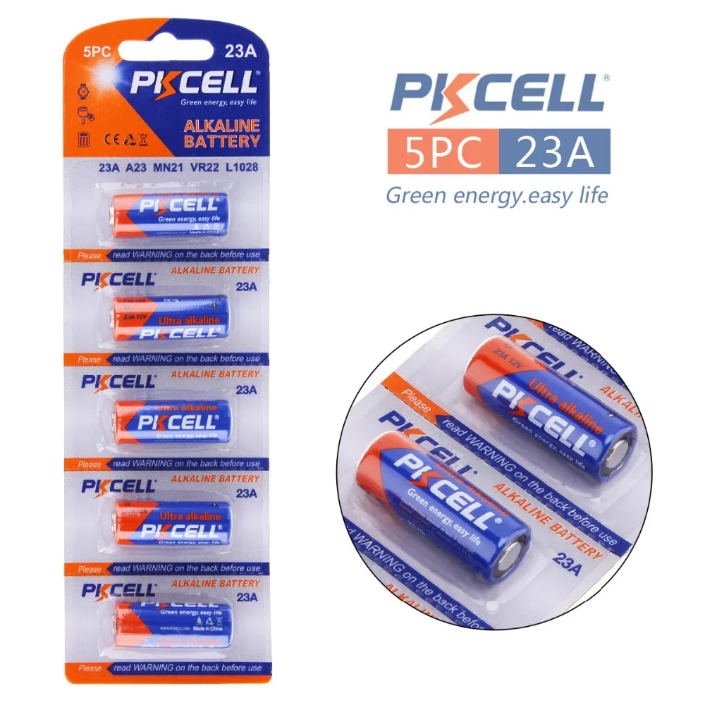5pcs! PKCELL 12V 23A Alkaline Battery A23 23A MN21 Dry Primary Battery for Doorbell Alarm Remote Controller Toy 5pcs! PKCELL 12V 23A Alkaline Battery A23 23A MN21 Dry Primary Battery for Doorbell Alarm Remote Controller Toy