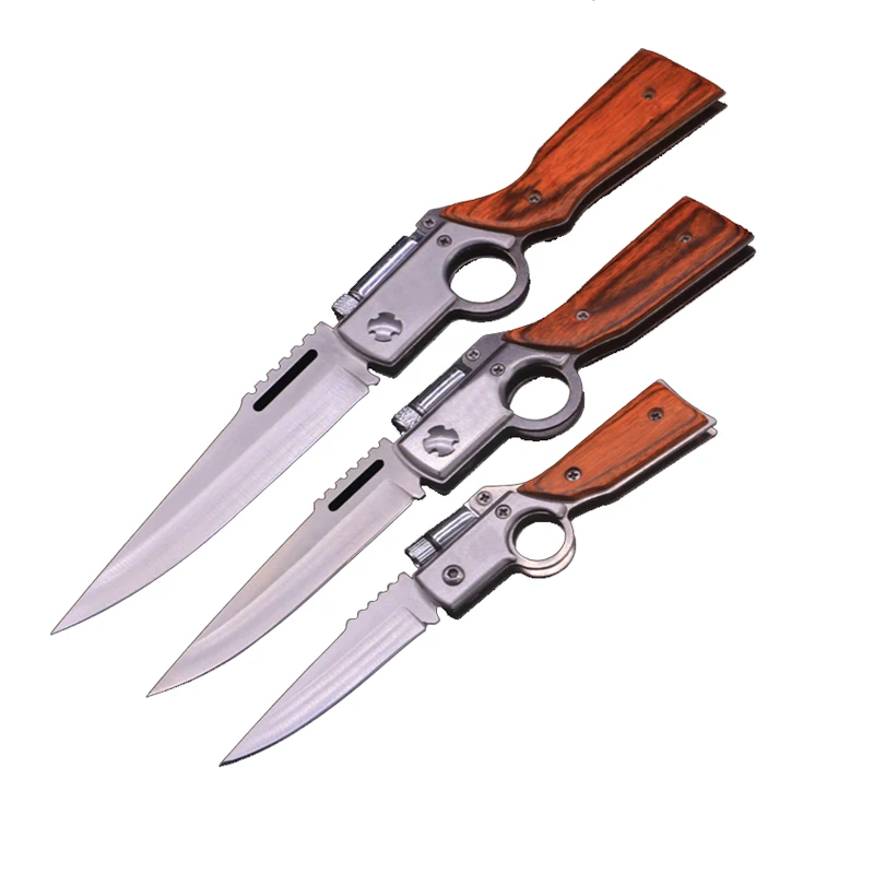 Hot sale LED light AK folding knife spring steel outdoor folding camping knife tactical carry multifunction