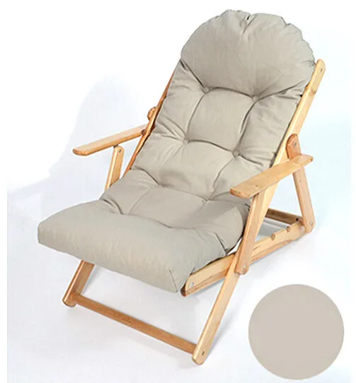  Soft Folding Foldable Wooden Reclining Chair Simple Ergonomic Lazy Sofa Balcony Couch Leisure Chair