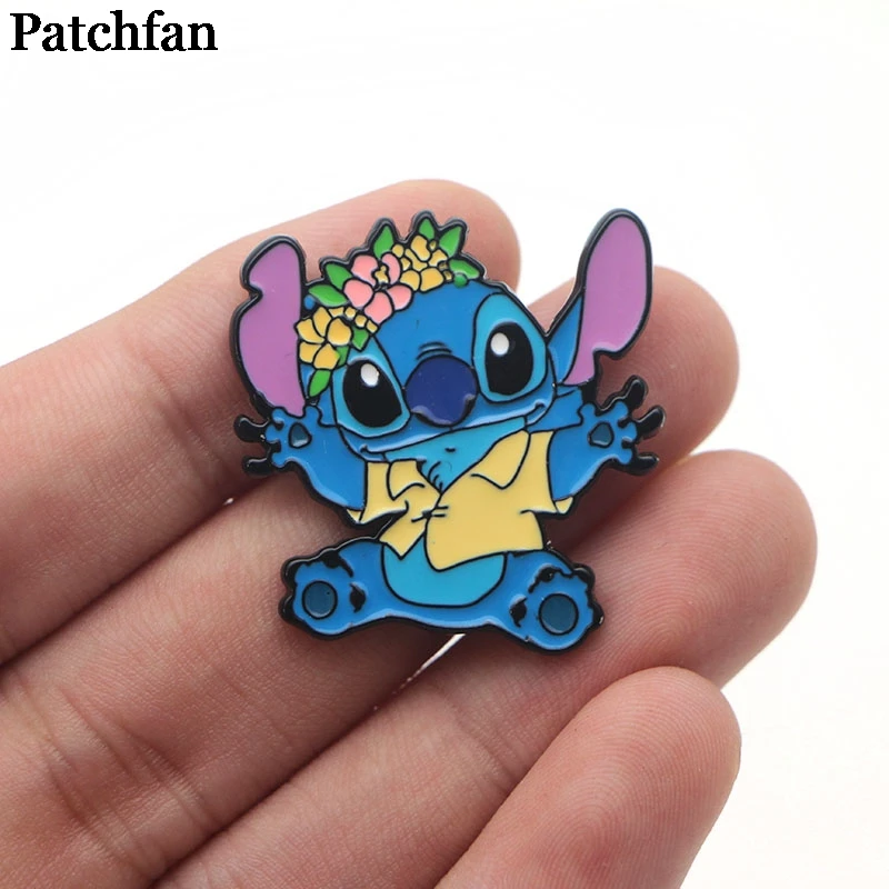 Patchfan лило ститч мультфильм цинк галстук булавки броши для рюкзака, одежды для мужчин и женщин шляпа декоративные значки медаль A2253