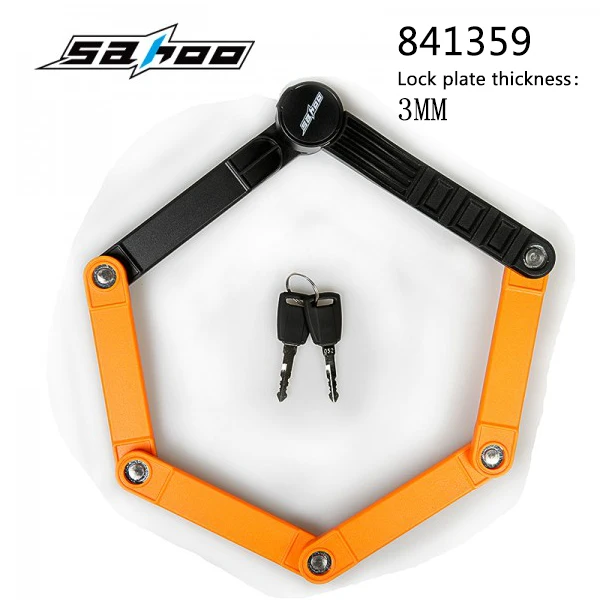 SAHOO складной велосипедный замок MTB велосипедный замок Специальный сплав сталь складной кабель замок безопасности мотоцикл Противоугонный замок - Цвет: 841359-Orange