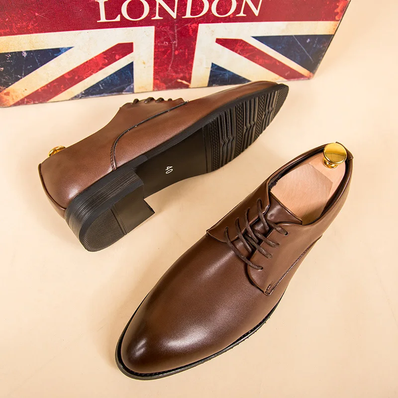 2019 Men Formal Shoes Lace-up Microfiber Pointed Toe Basic Leather Shoes Luxury Shoe Spato Social Meeting Office Footwear