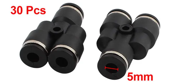 30Pcs Y Type A104 Pneumatic Air 3 Way Quick Fittings Connector 5mm Tube Hose