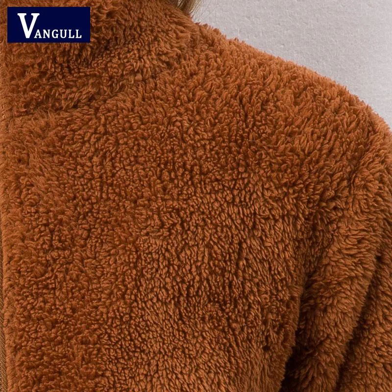 Autumn And Winter Women's Jacket 2018 New Coat Imitation Alpaca Long-Sleeved Stand Collar Pocket Plush Short Coat AS061 (1)