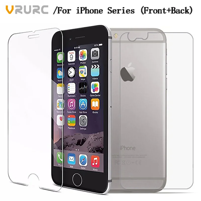 Vrurc Front + Back Tempered Glass For iPhone X 4 4s i6 i6s glass i6 i6s Plus i7 i8 glass i7 i8