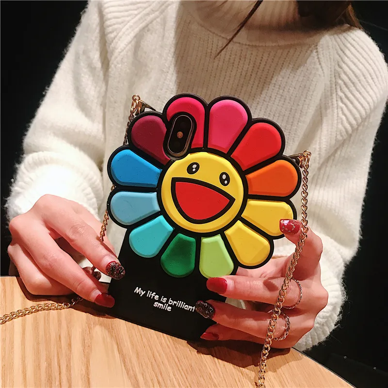 Murakami Takashi KaiKai KiKi Rainbow Flower Phone Case For Apple Iphone 6 6s 7 8 Plus X XR XS MAX Silicone 11 pro max Cover Capa