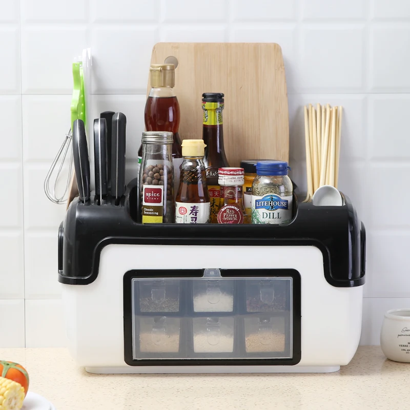 Cordial Shining Kitchen Storage Rack Multi-function Rack Household Combination Seasoning Rack Chopsticks Spoon Storage Rack