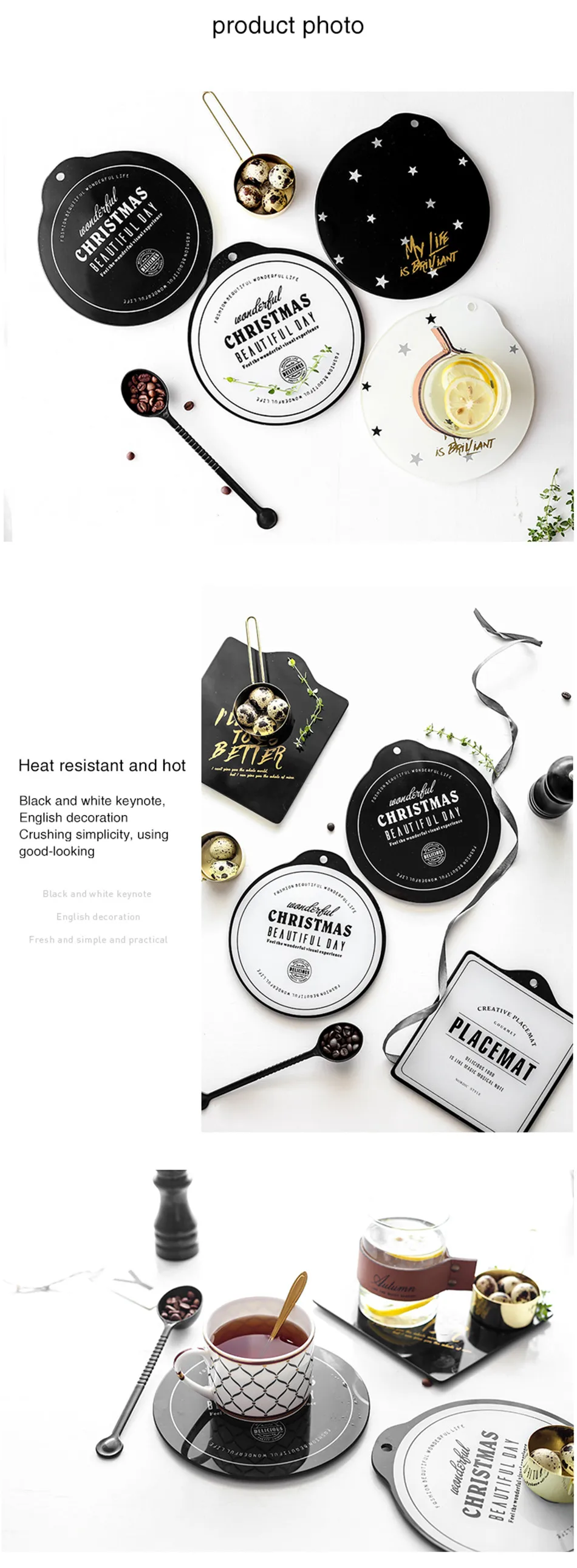 Luxury Gold Plating Letter Tempered Glass Drink Coaster Coffee Cup Mat Tea Pad Star Point Pattern Round Square Dining Placemats (2)