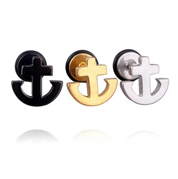 

30pcs Anchor Stainlless Steel Body jewelry Ear Stud Fake Ear Plugs Cheat Tunnels Illussion Plugs Earring Free Shippment