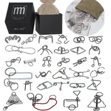 32 шт./компл. металлической проволоки головоломки IQ распутывание Магия Логические Пазлы игры для детей и взрослых