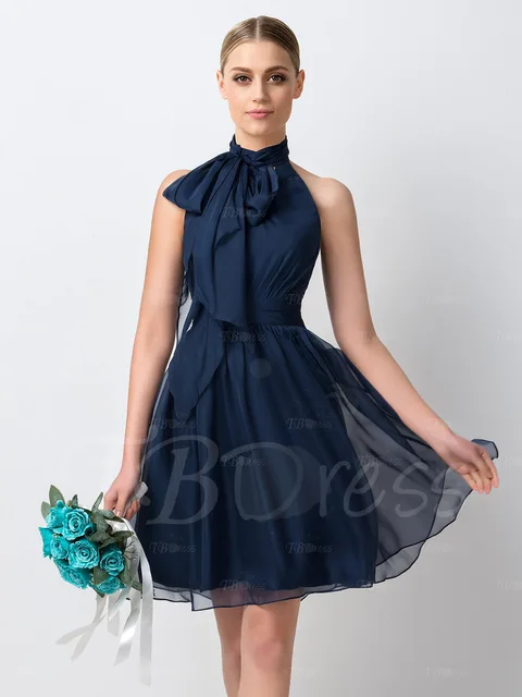 Halter Neck Chiffon Dress