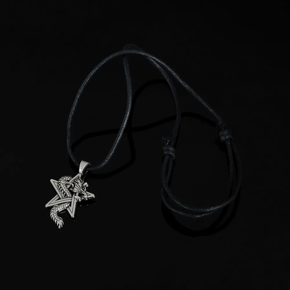 My shape Pewter Dragon on Pentacle звезда пентаграммы Готическая фантазия кулон мужское кожаное