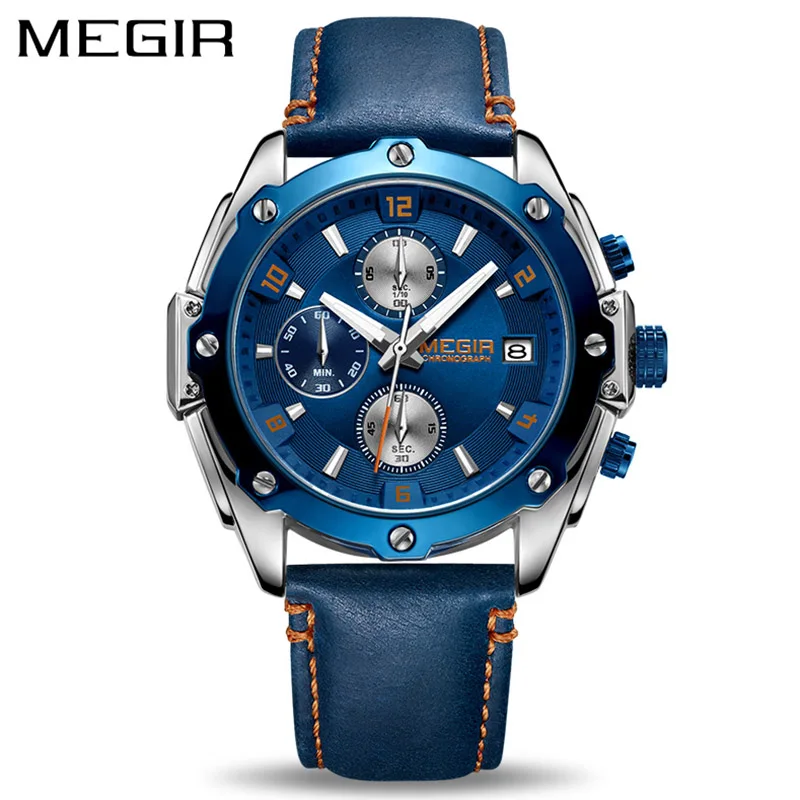 

Megir Watches Luxury Watch Men/Women Blue Stainless Luxury Blue Acero Male Clock Man Relogio Masculino Wristwatches Men Watch