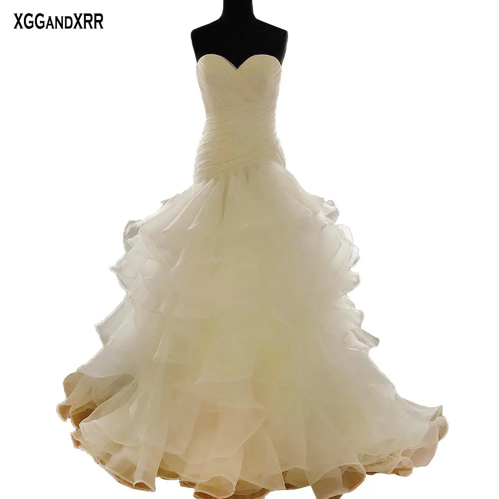 XGGandXRR New Arrival Mermaid Wedding Dress 2018 Bridal Gown Court Train White Bride Dress Lace Up Plus Size Amazing Woman Wear