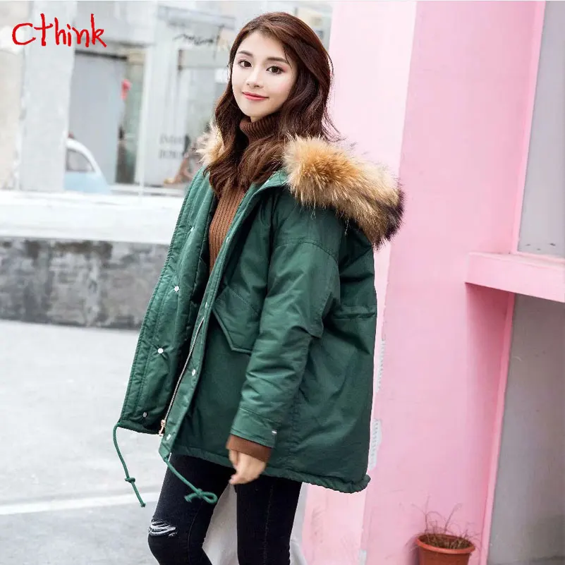 Winter Warm Thicken Coat Women 2018 Casual Loose Solid Outerwear Parkas Fur Hooded Jacket For Woman New Deep Cold Womens Coats