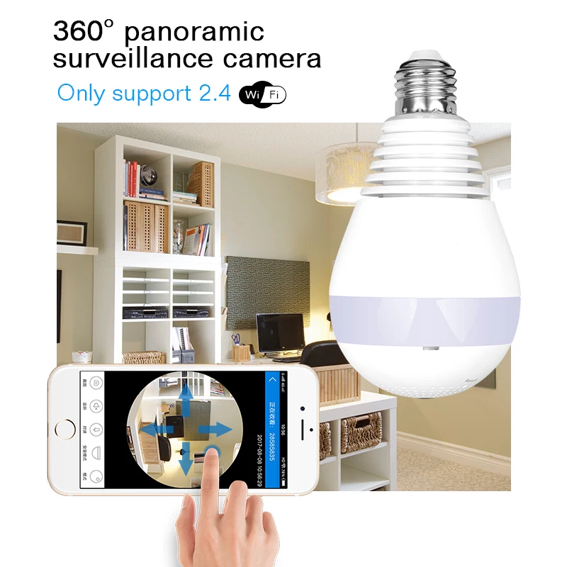

ip wifi mini camera cctv security surveillance baby home with LED bulb function 360 degree wireless camera