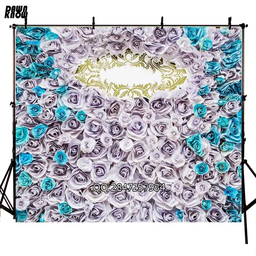DAWNKNOW Rose Flower Vinyl Photography Background For Wedding Leaf New Fabric Polyester Backdrop Newborn Photo Studio F2403 | Электроника