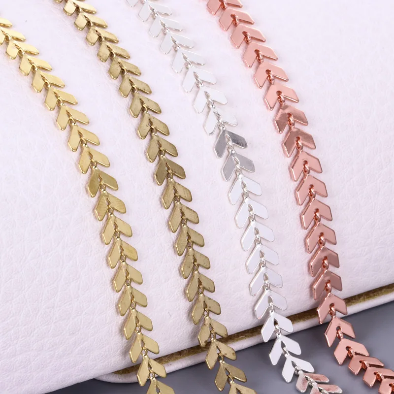 

New Copper Fish Bone Chain White K Gold Plating Oval Shape Link Chains Handmade Jewelry Making Accessories 5m/roll Wholesale