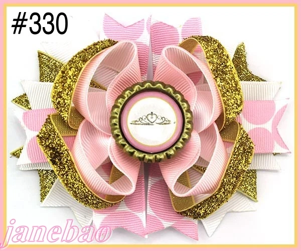 

free shipping 300pcs 4.5" inspired hair Boutique Layered Hair Bow birthday hair bows girl hair clips-C