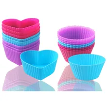 8 шт./партия, силиконовая чашка в форме сердца для маффинов кексов, уплотненная 8 г, диаметр 7 см, SGS, кухонные принадлежности для выпечки, кекс, Маффин, чашка