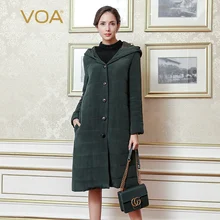 VOA зимнее теплое простое свободное женское тяжелое пальто среднего возраста, модное шелковое длинное пальто размера плюс, парка De Mujer M6301