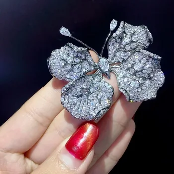 

unisex insect 925 sterling silver with cubic zircon butterfly brooch pins leaf butterfly fine jewelry for women and men