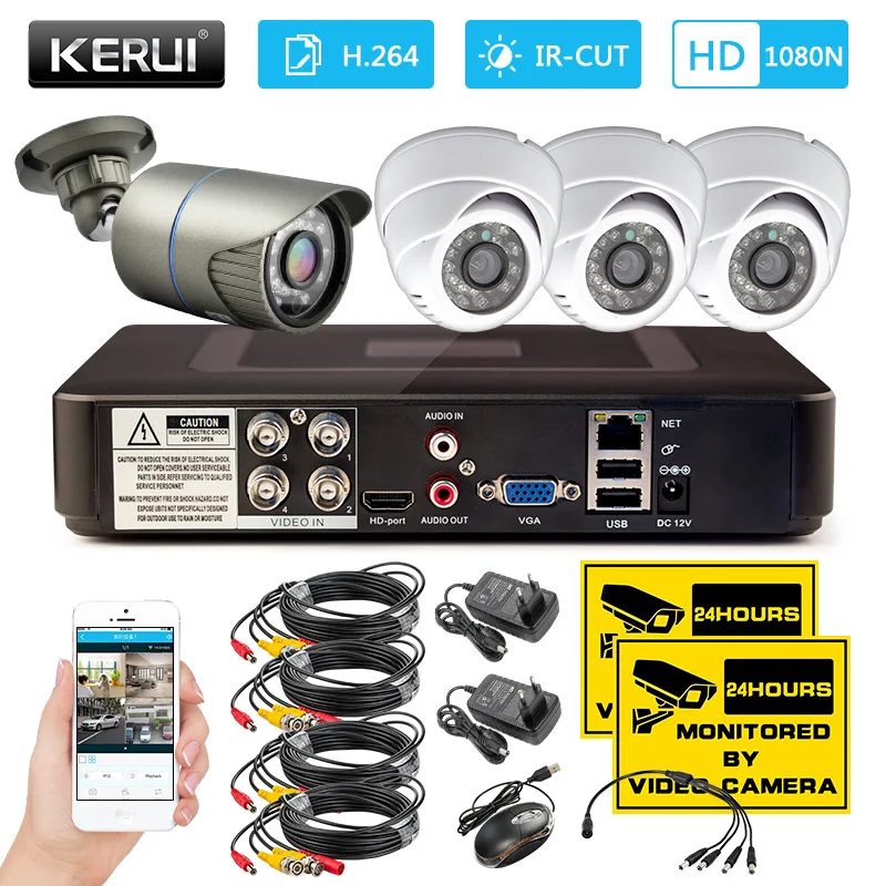  1080N 4CH CCTV Surveillance Camera Security System DVR Kit Night vision 2000TVL 720P AHD Outdoor Wa - 32866259861