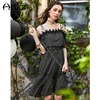 ARTKA 2022 Summer New Women Vintage Embroidery Lace Strapless Doted Big Swing Chiffon Strap Dress LA11085X ► Photo 1/6