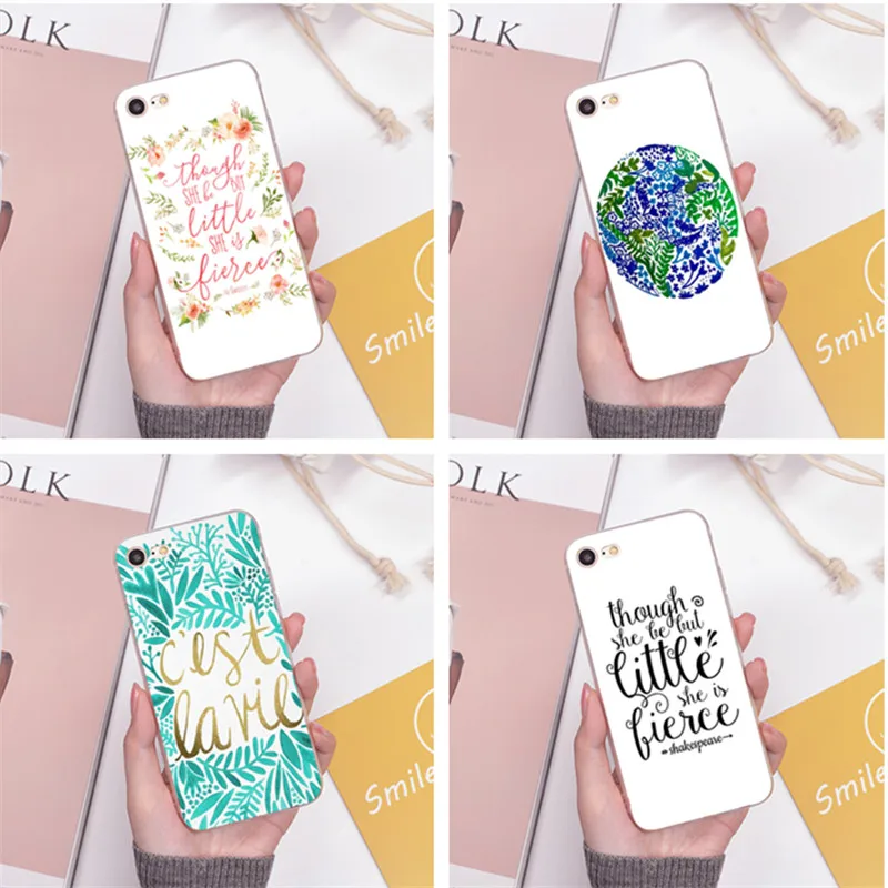 Silicone case Though She Be But Little She Is Fierce flowers floral Luxury Hybrid phone case For iphone 6 6plus 7 7plus 5 x 8