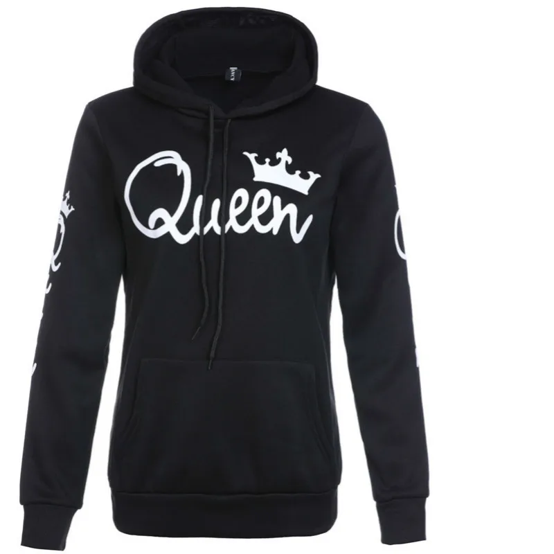 2018 KING queen с принтом короны унисекс Для мужчин женщин осень толстовки Тонкий