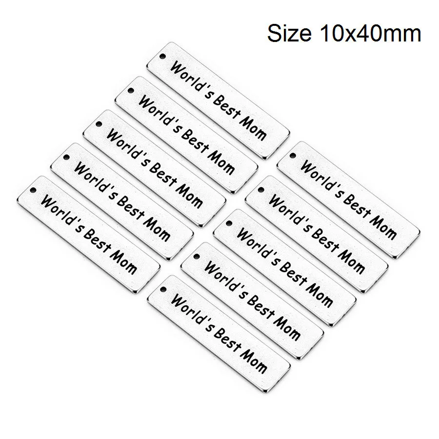 Ckysee 5 шт. 10x40 мм нержавеющая сталь вдохновляющие буквы подвески 12 видов стилей серебро Прямоугольник слово Шарм для Diy ювелирных изделий